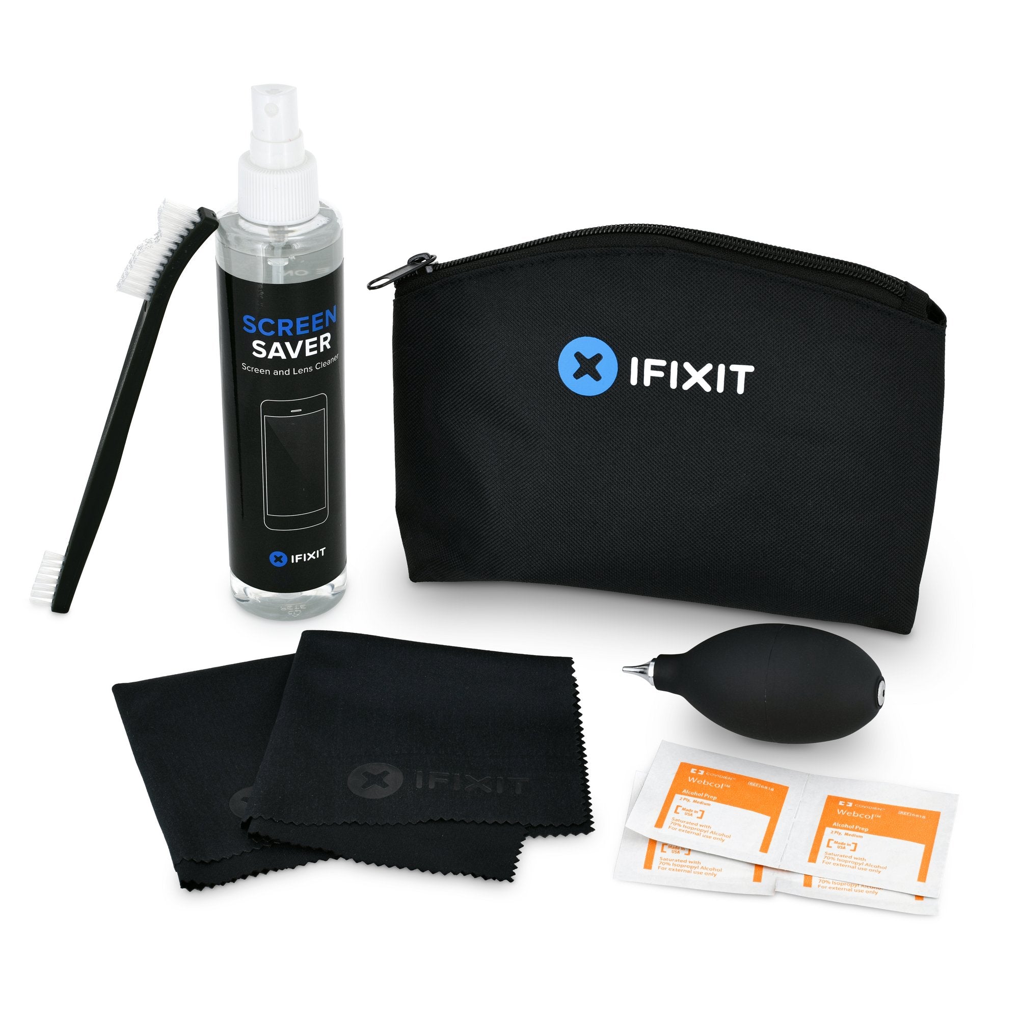 Pack nettoyage électronique – lingettes, spray nettoyant écran, brosse, etc.